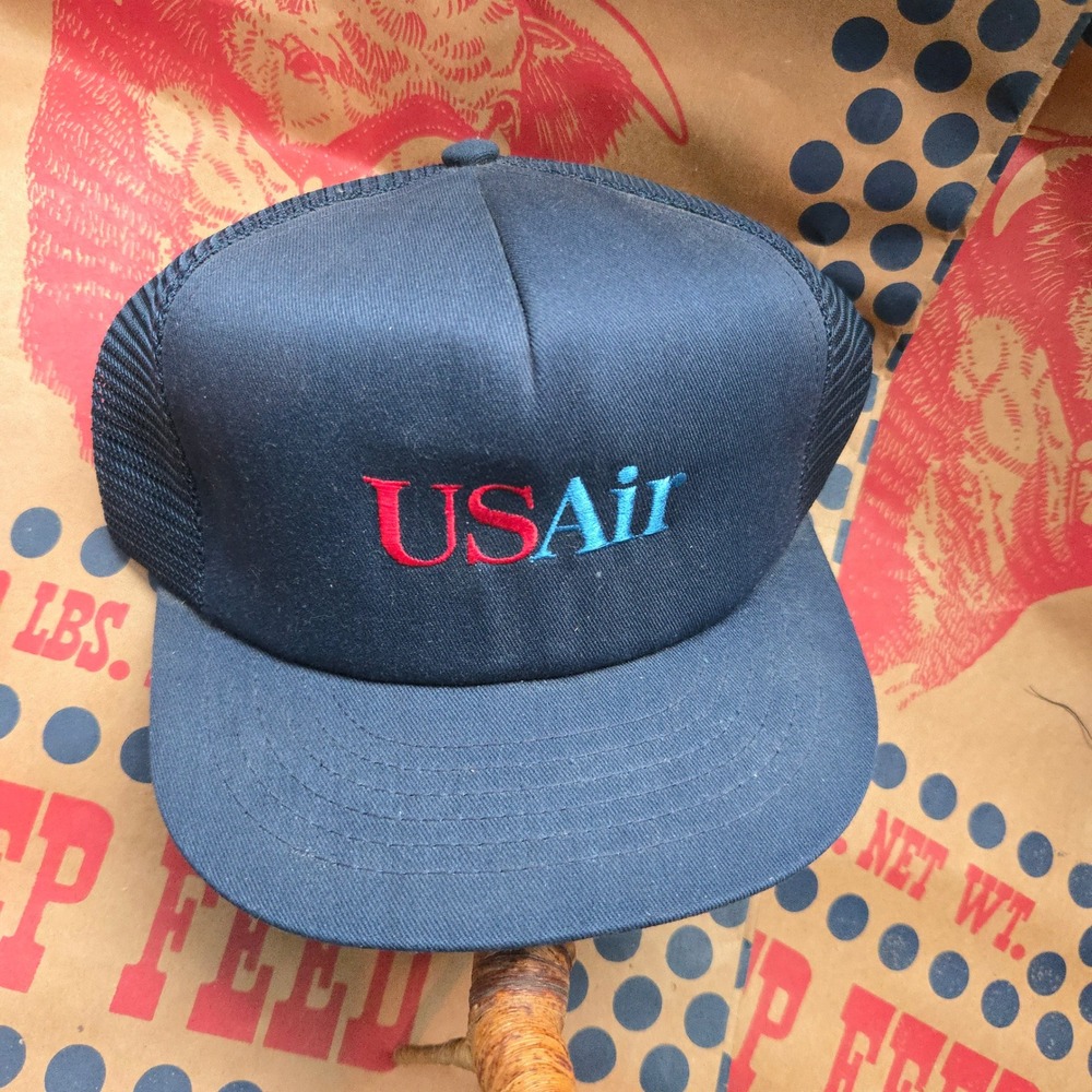 VTG Swingster USAir Airline Hat Navy Blue Aviation OSFA Mesh Back Snapback USA - Picture 4 of 7